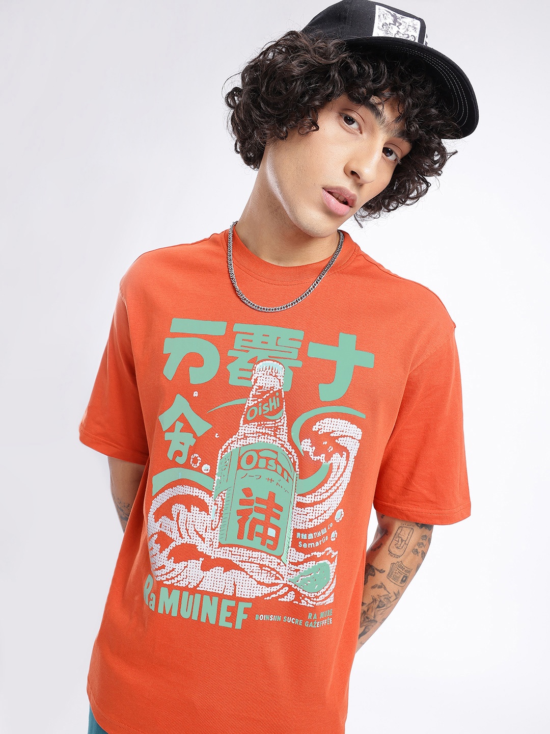 

glitchez Urban Savvy Printed Relaxed Fit T-shirt, Orange