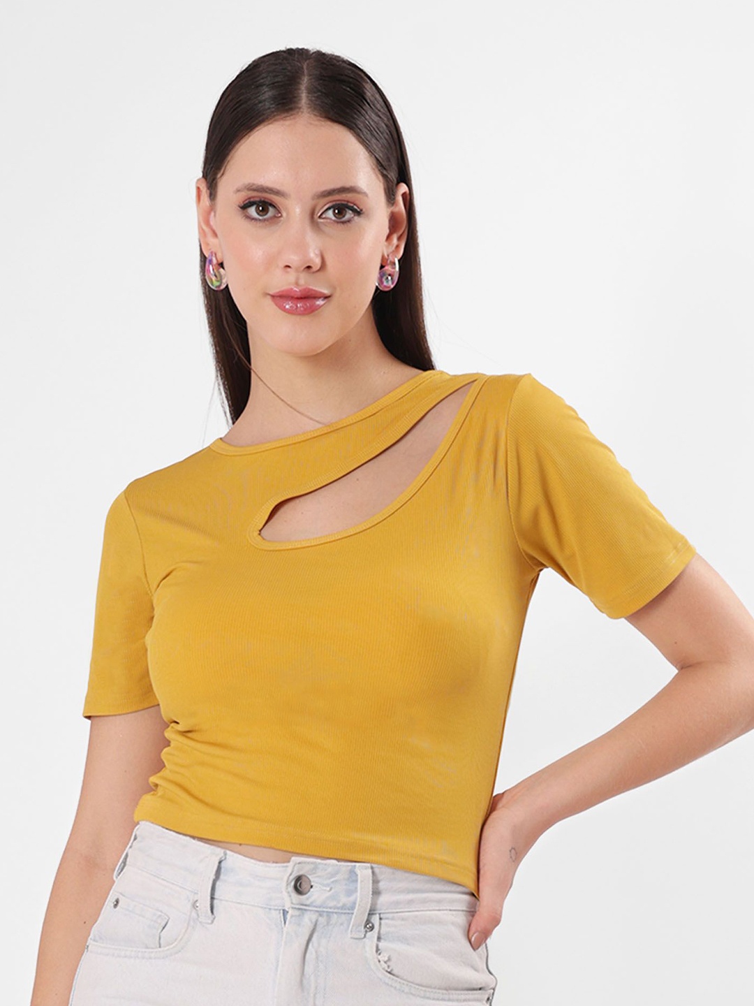 

clobug Keyhole Neck Top, Yellow