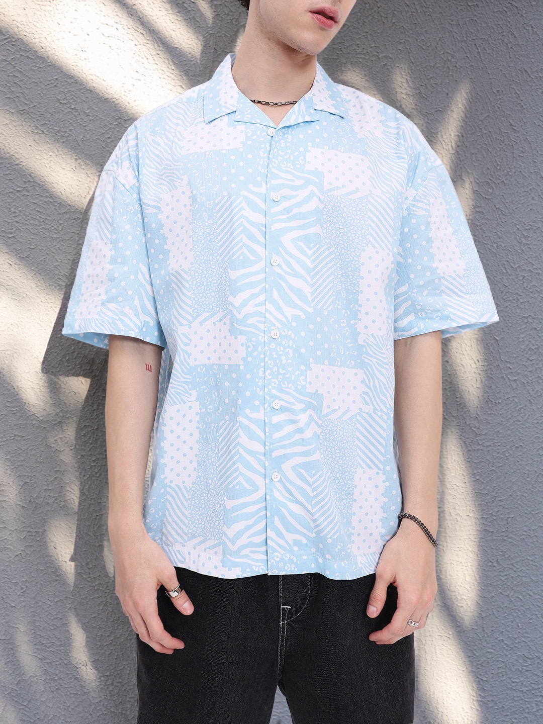 

Kook N Keech Breezy Edge Printed Oversized Shirt, Blue