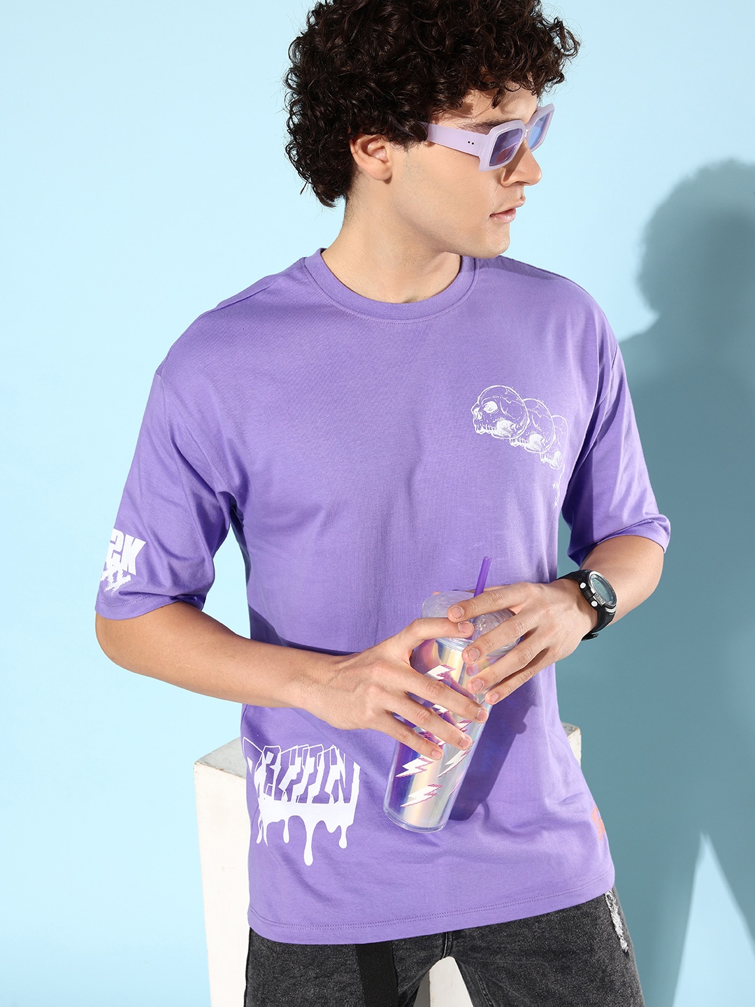 

Kook N Keech Fresh Lavender Printed Nostalgic Back to School Kidult Pure Cotton T-shirt