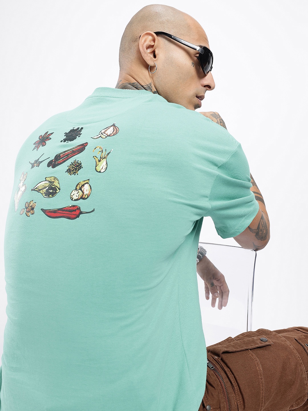 

glitchez Downtown Cool Printed Relaxed Fit T-shirt, Green