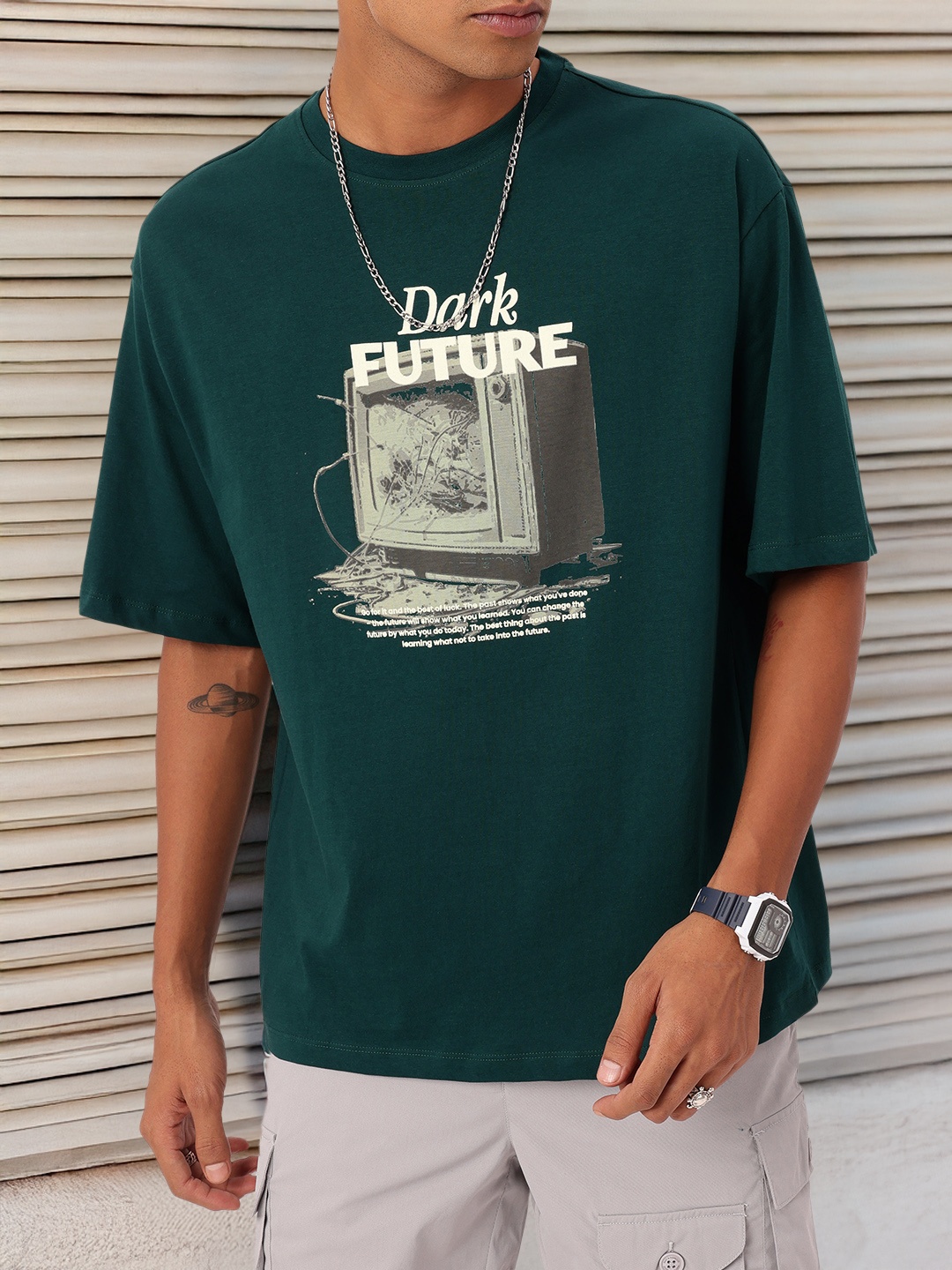 

Kook N Keech Futuristic Gloom Printed Relaxed Fit T-shirt, Green