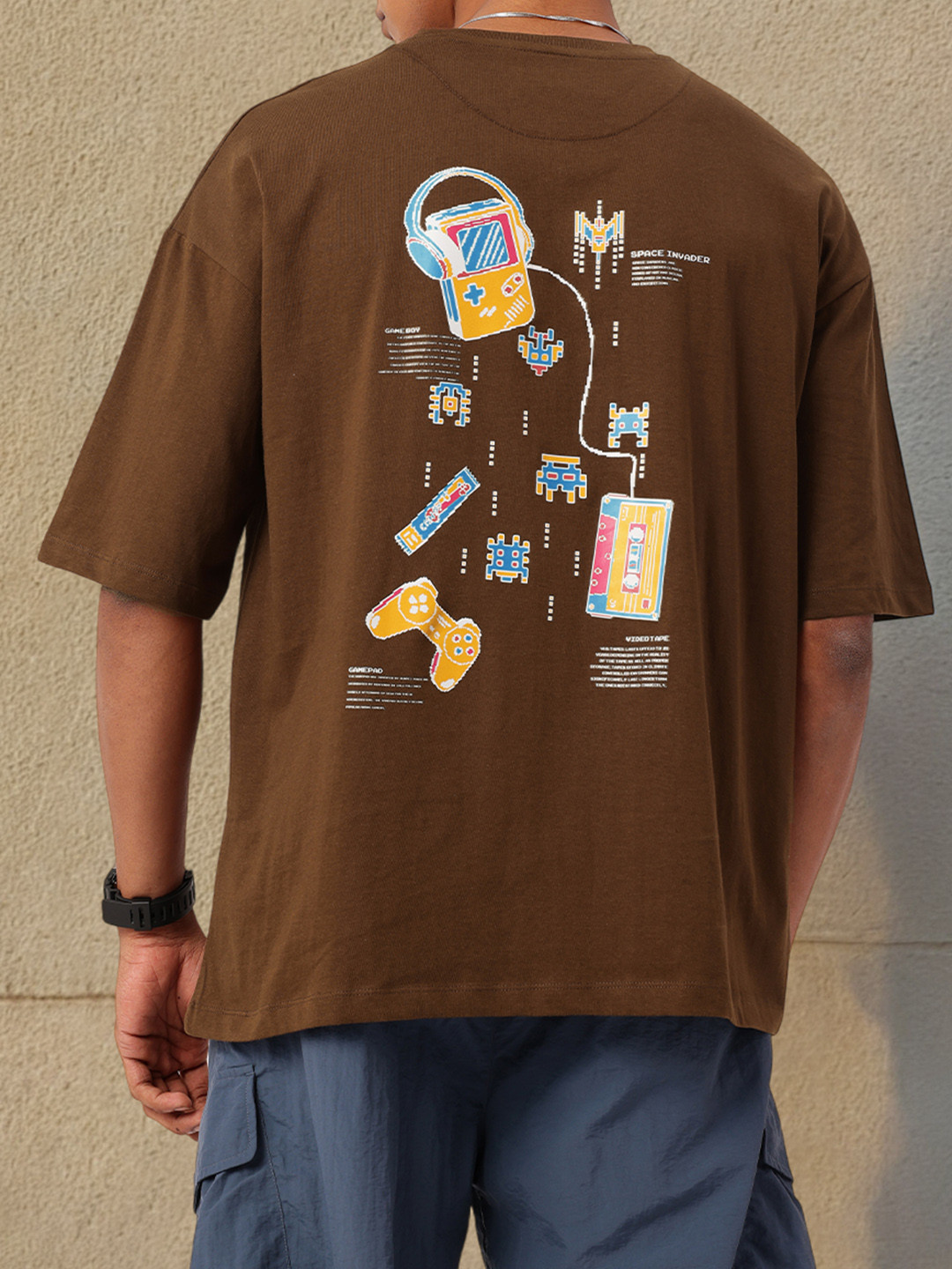 

Kook N Keech Street Game Graphic Printed Oversized T-shirt, Brown