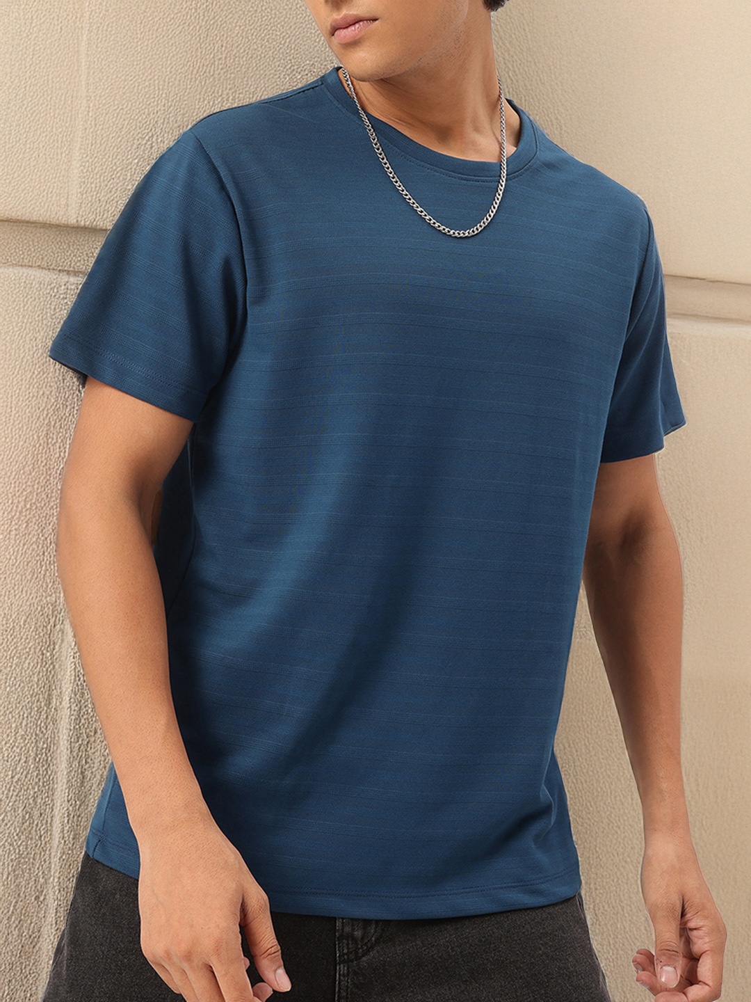 

Kook N Keech Everyday Errand Self-Striped T-shirt, Teal