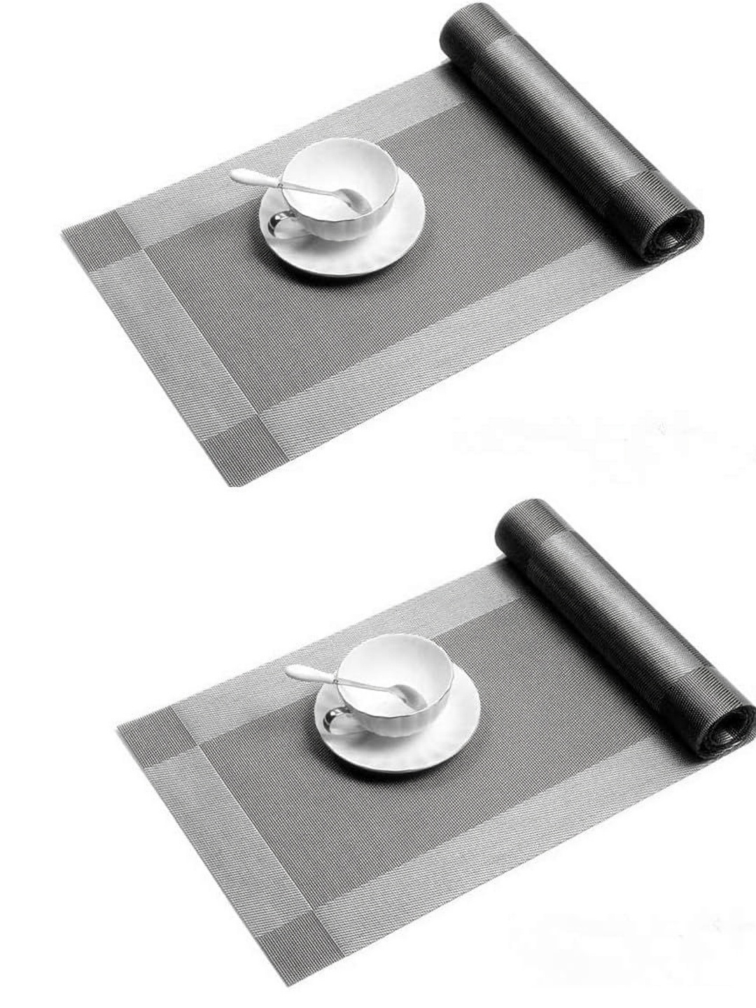 

We3 Silver-Toned 2 Pieces Textured Heat Resistant Long Dinner Table Runners