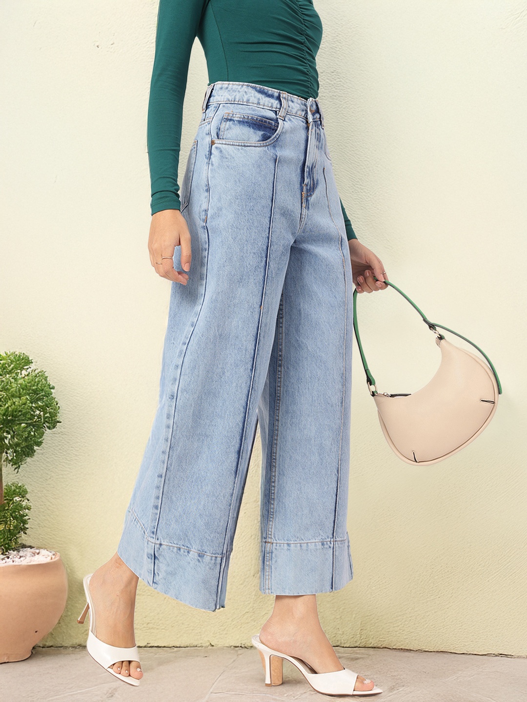 

DressBerry Effortless Cool High-Waist Wide Leg Baggy Jeans, Blue