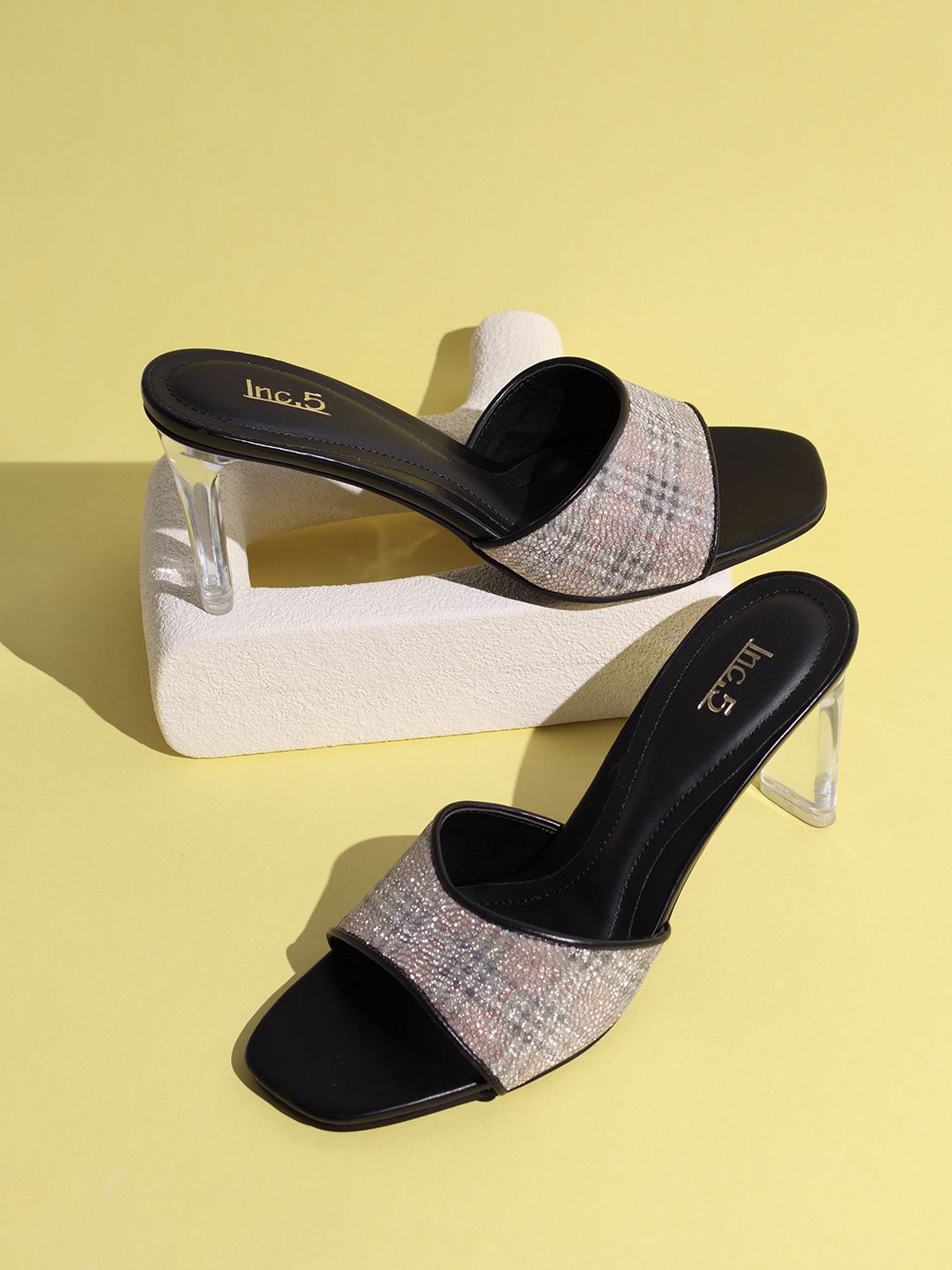 

Inc 5 Printed Party Block Sandals, Rose gold