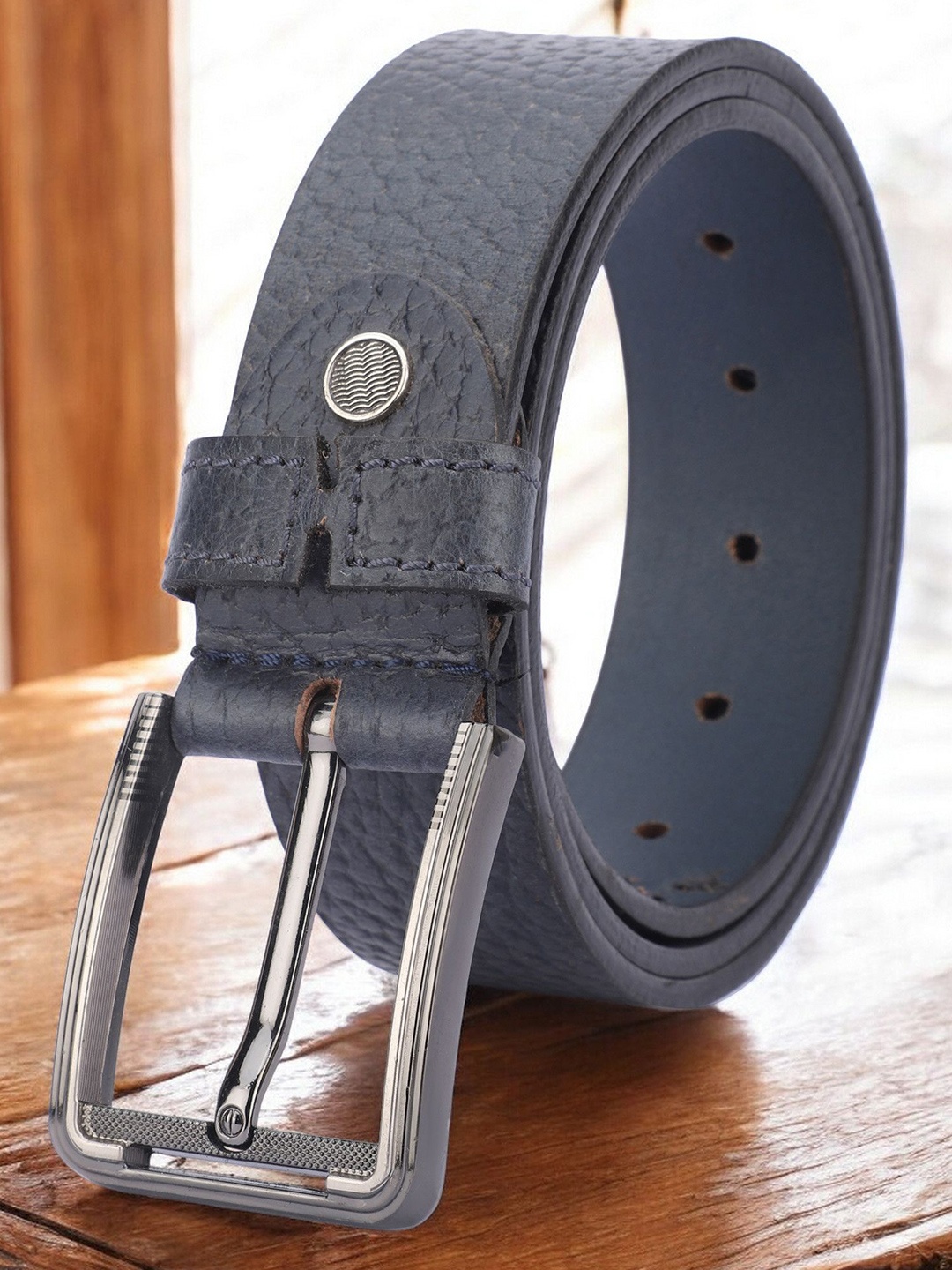 

WROGN Men Leather Formal Belt, Blue