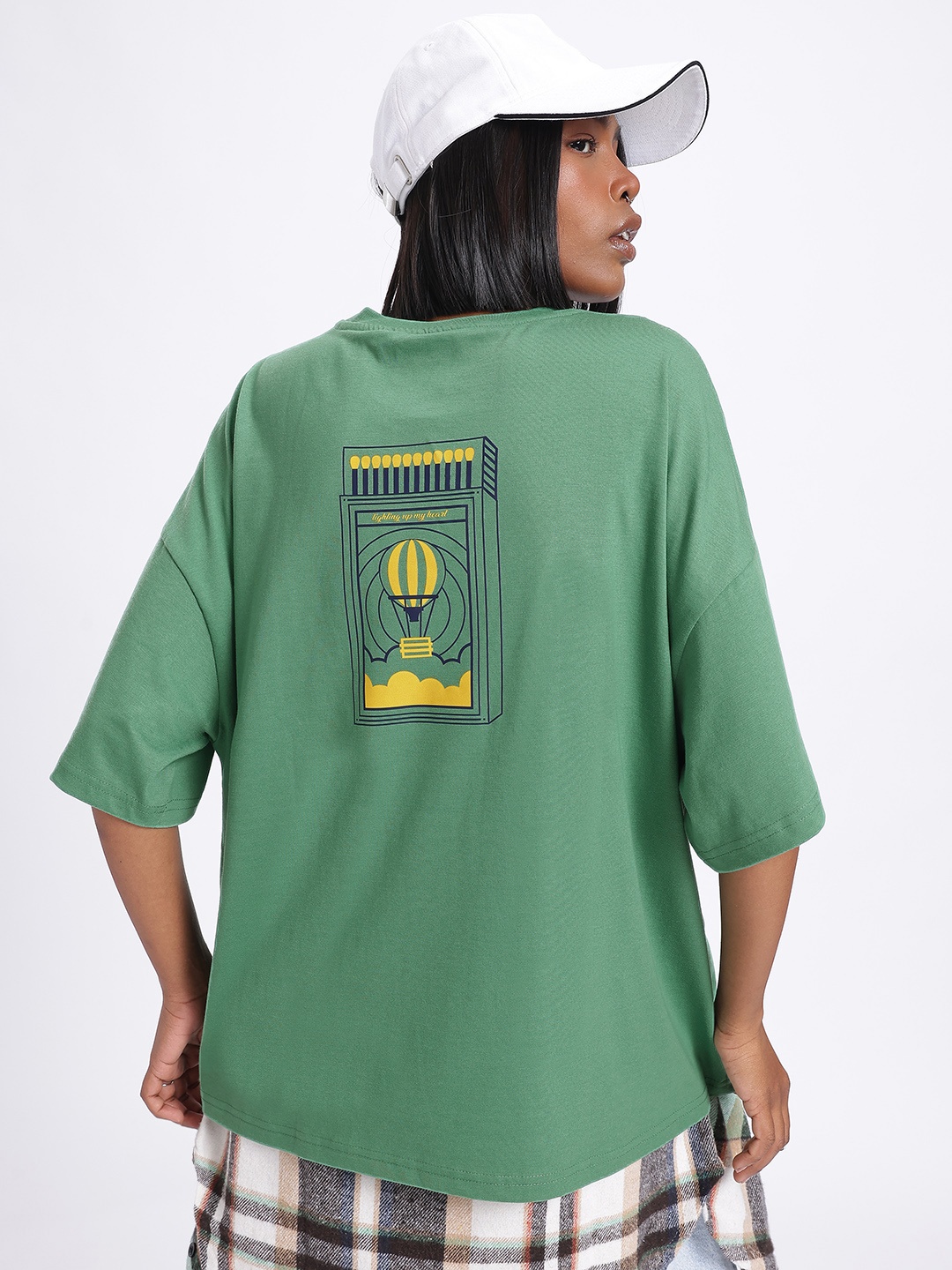 

glitchez Street Statement Graphic Print Oversized T-shirt, Green