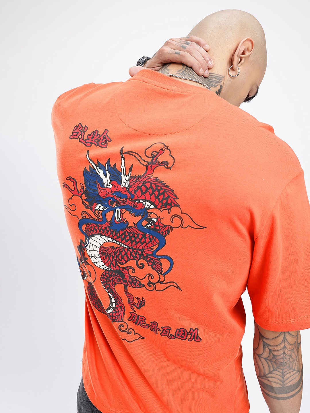 

glitchez Modern Cool Graphic Printed Relaxed Fit T-shirt, Orange
