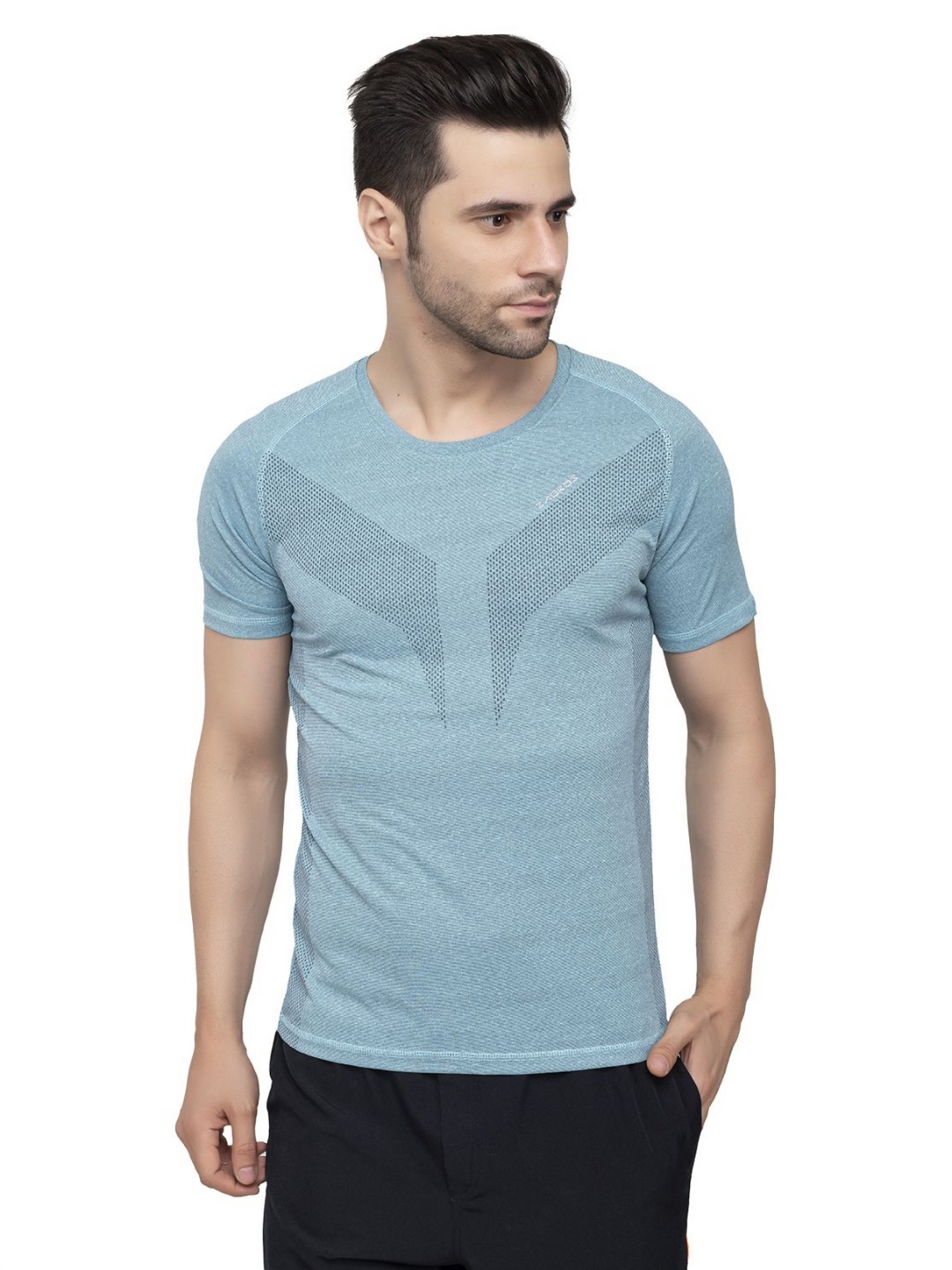 

Z Zagros Men High Neck Pockets T-shirt, Blue