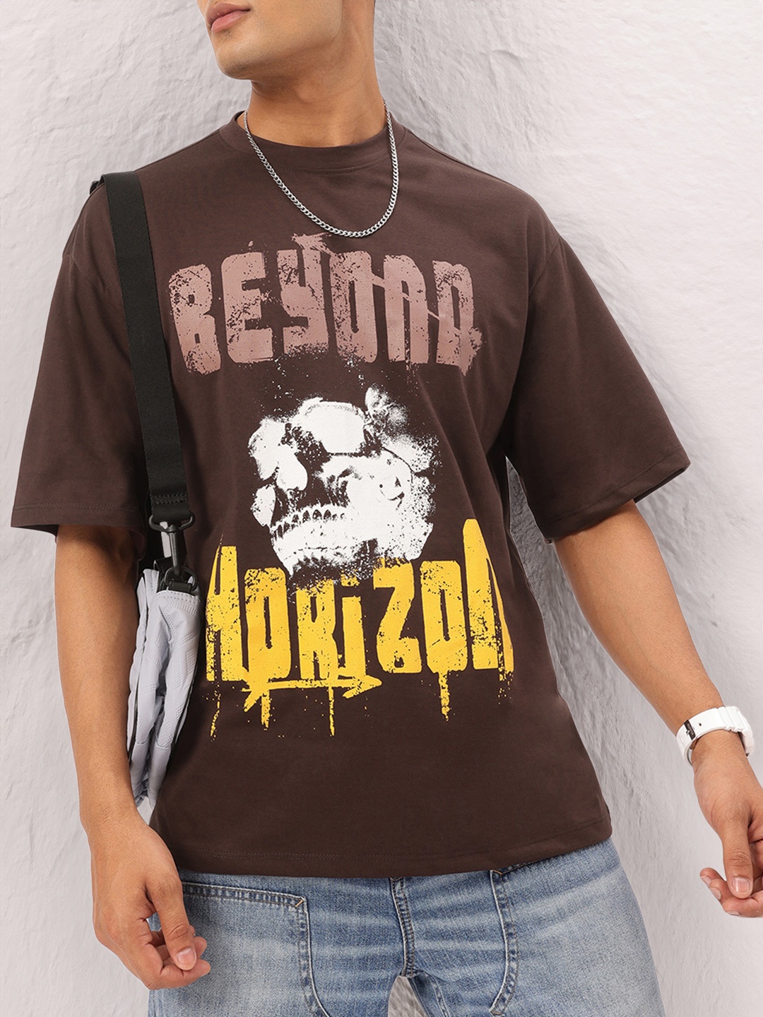 

Kook N Keech Casual Streetwear Conversational Printed Relax Tee, Brown