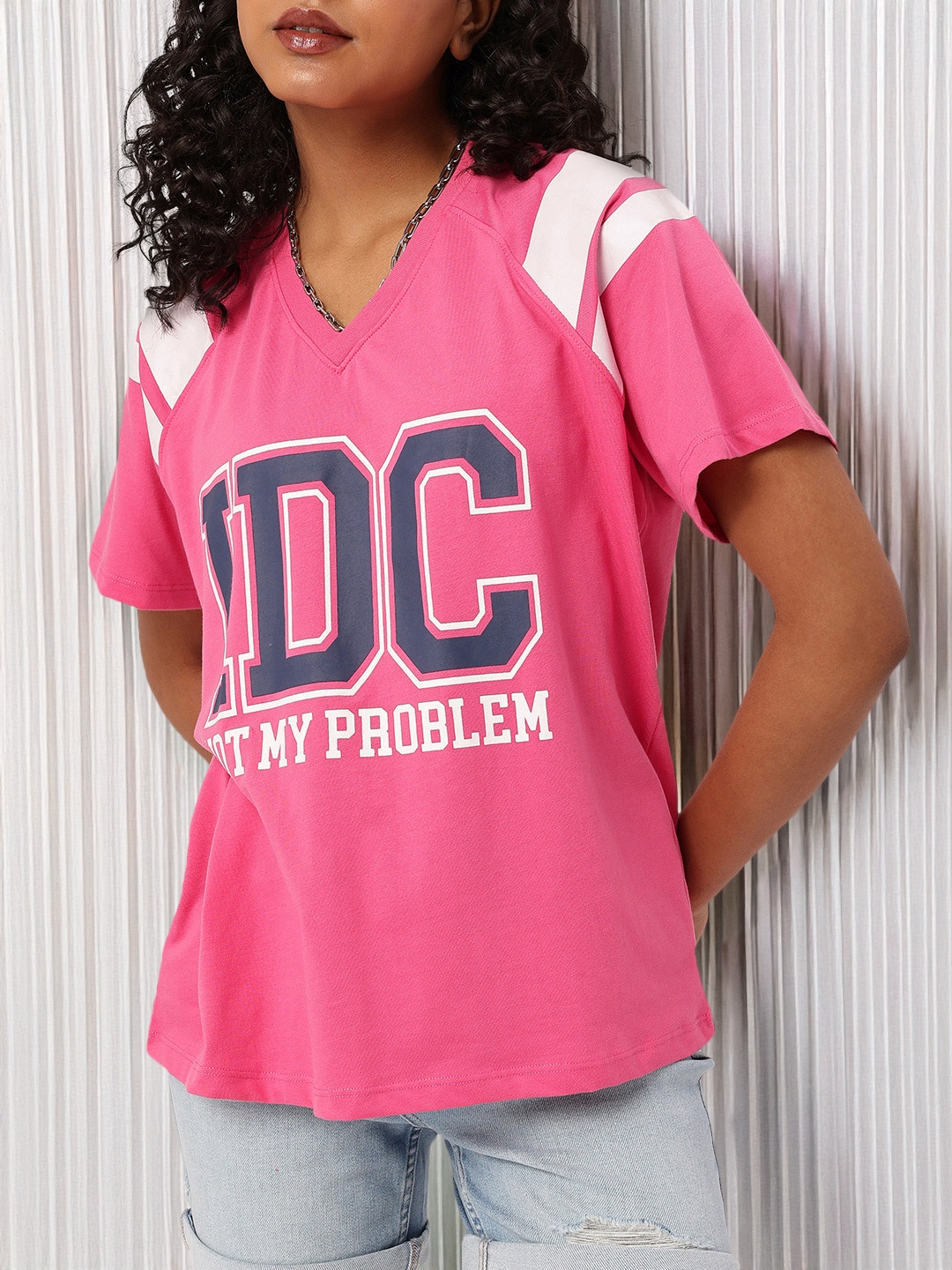

DressBerry Urban Carefree Printed Relaxed Fit T-shirt, Pink