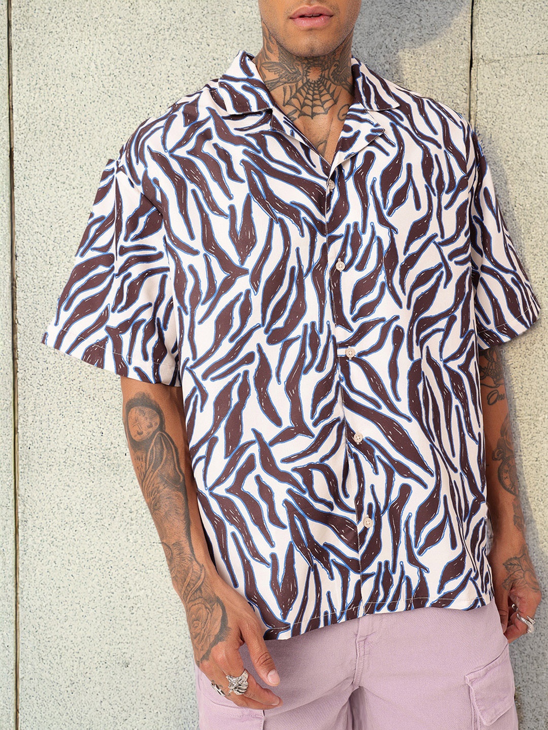 

Kook N Keech Classic Touch Abstract Printed Oversized Shirt, Off white
