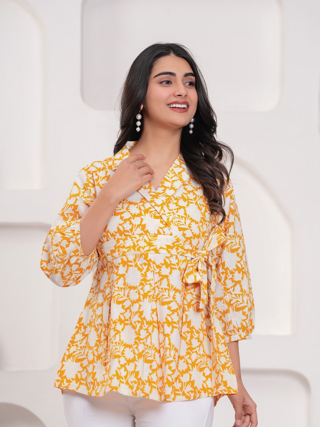 

KALINI Print Cotton Top, Yellow