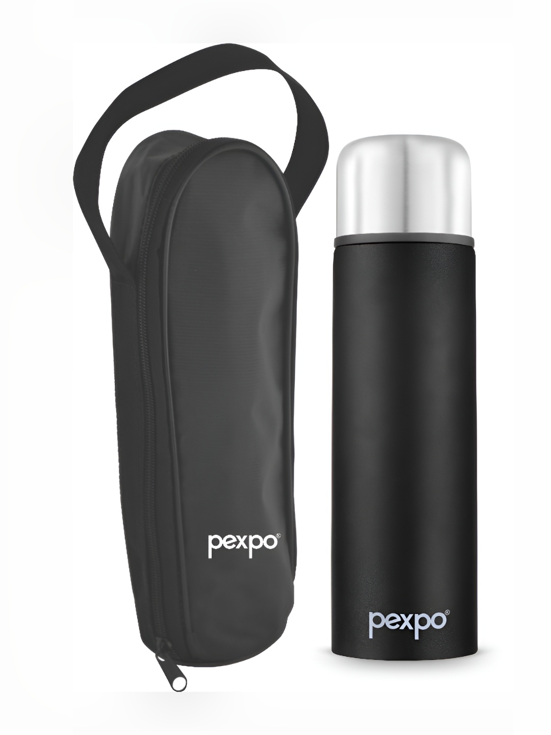 

Pexpo Flippro Black Double wall Thermosteel Hot and Cold Knight Flask Water Bottle 750 ml