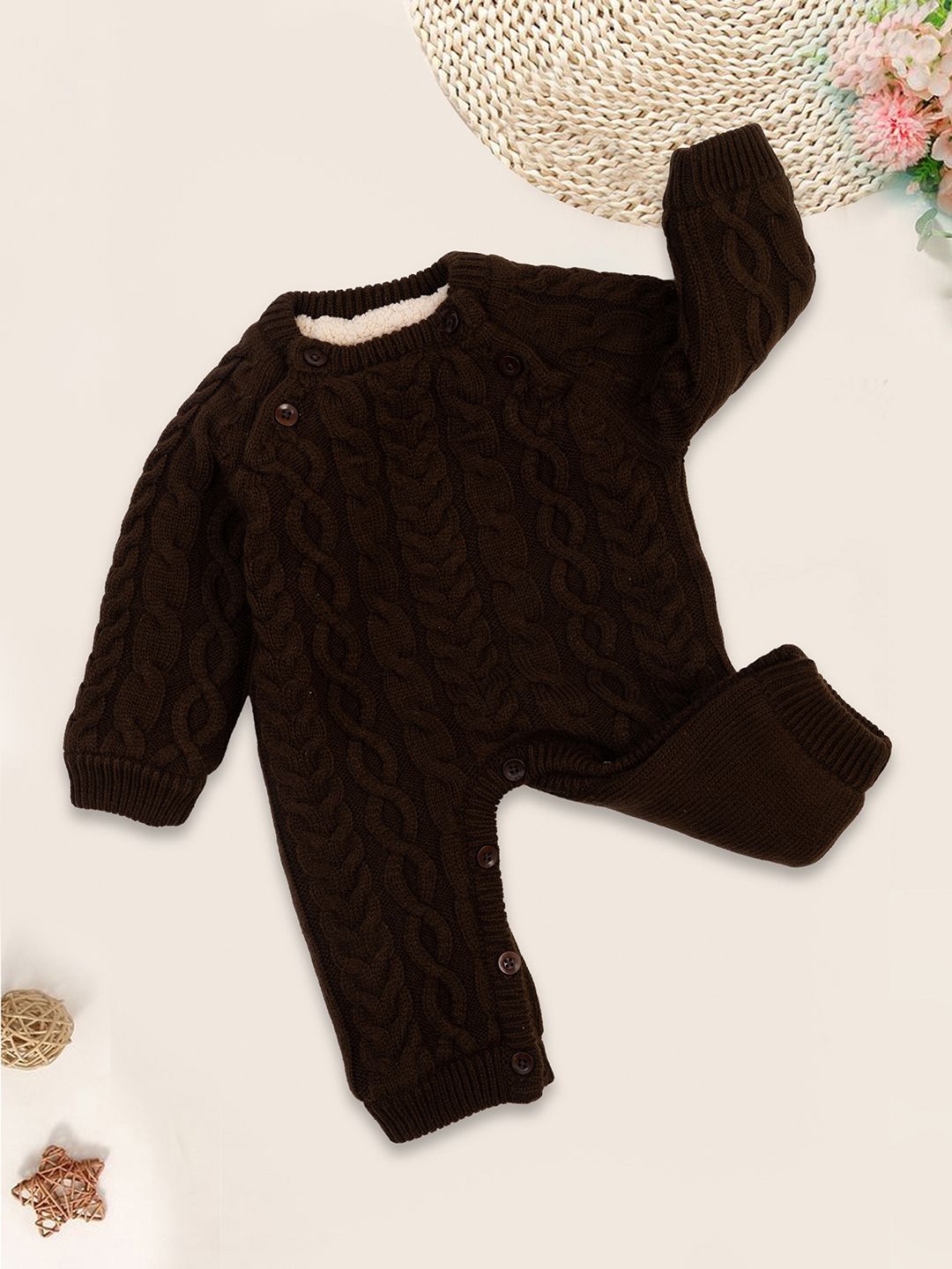 

MeeMee Infants Self Design Romper, Brown