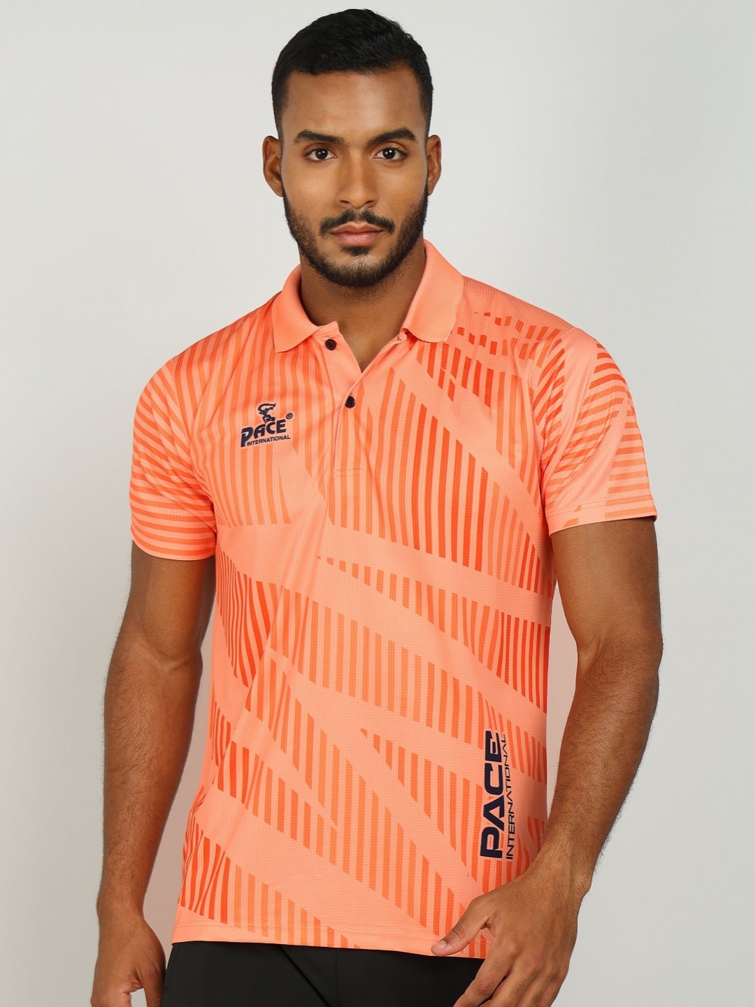 

Pace International Men Polo Collar Sublimation Pockets T-shirt, Orange