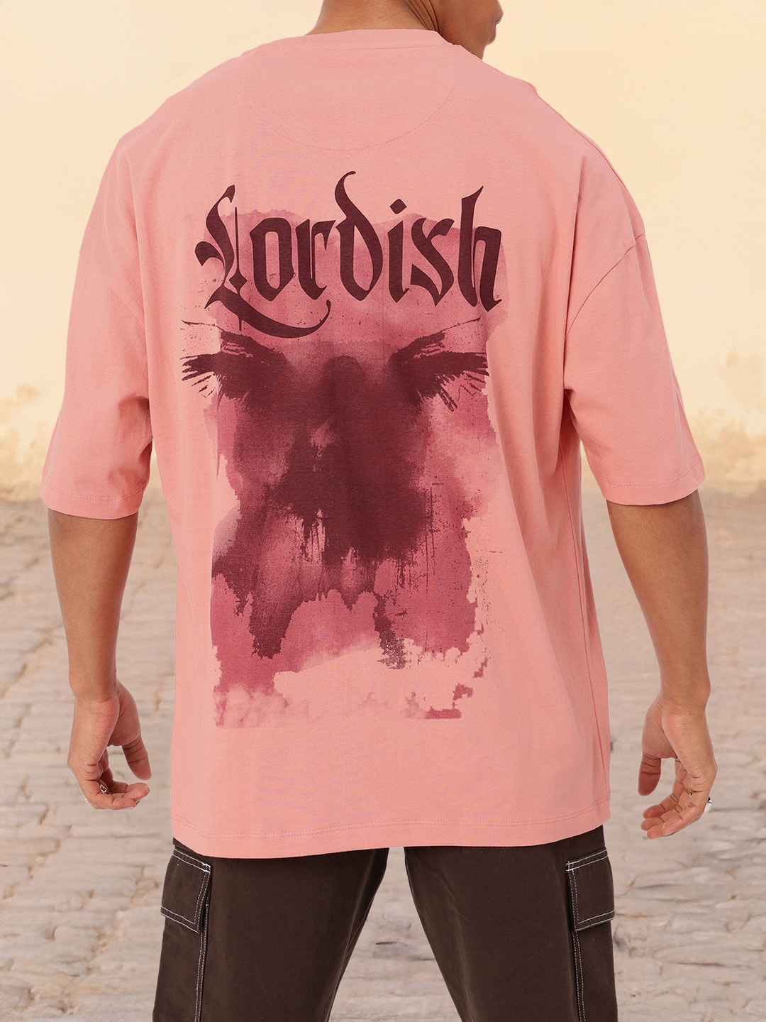

Kook N Keech Dynamic Drip Printed Oversized T-shirt, Pink