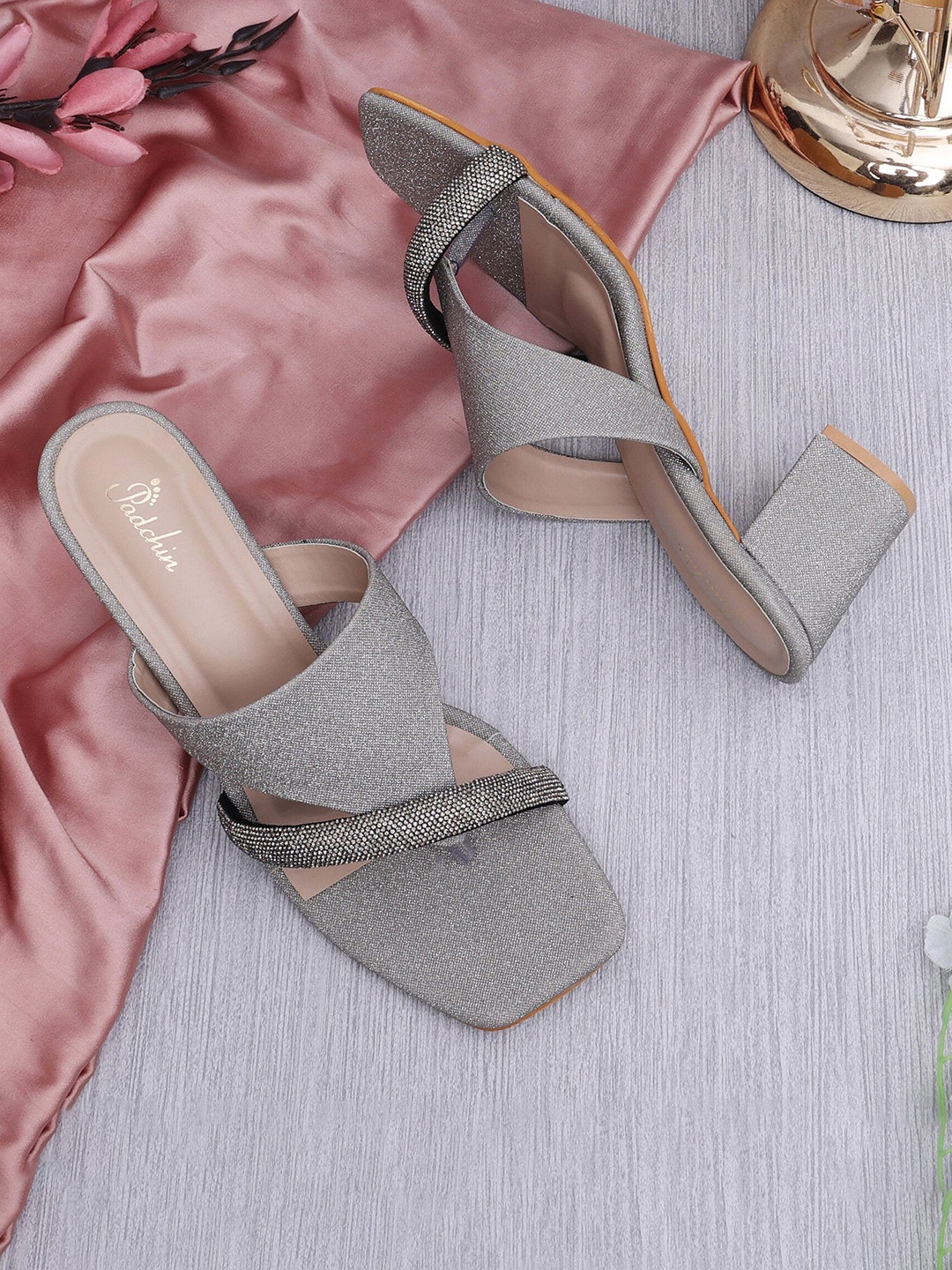 

Padchin Embellished Party Block Sandals, Metallic