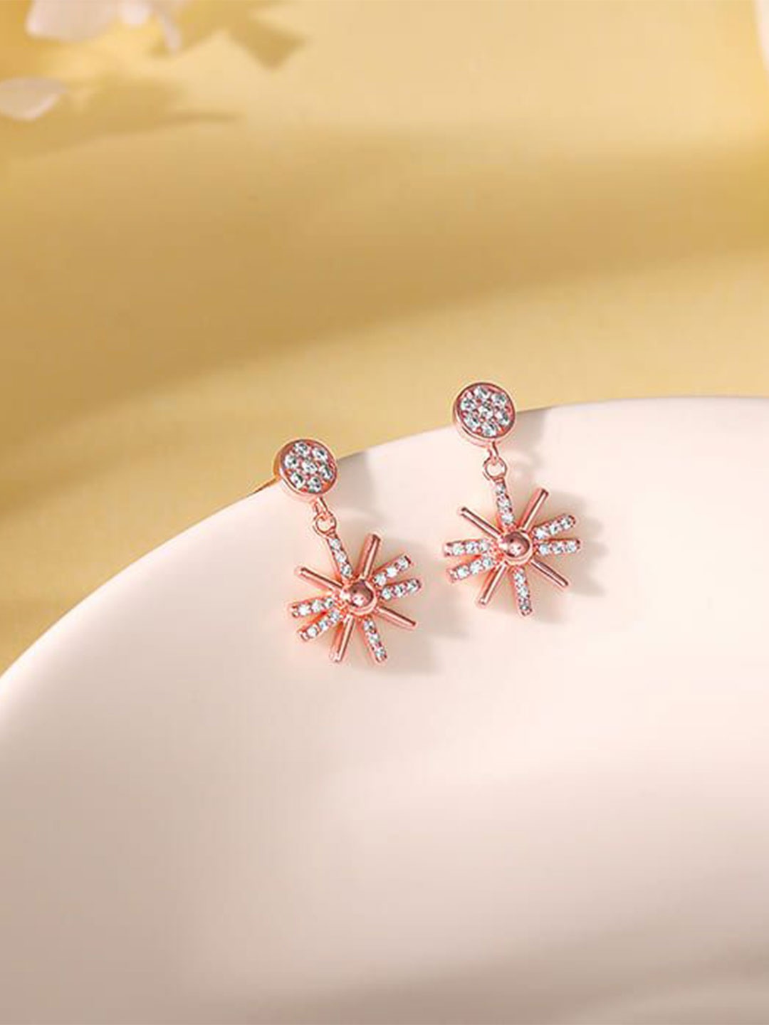 

GIVA Floral Drop Earrings, Rose gold