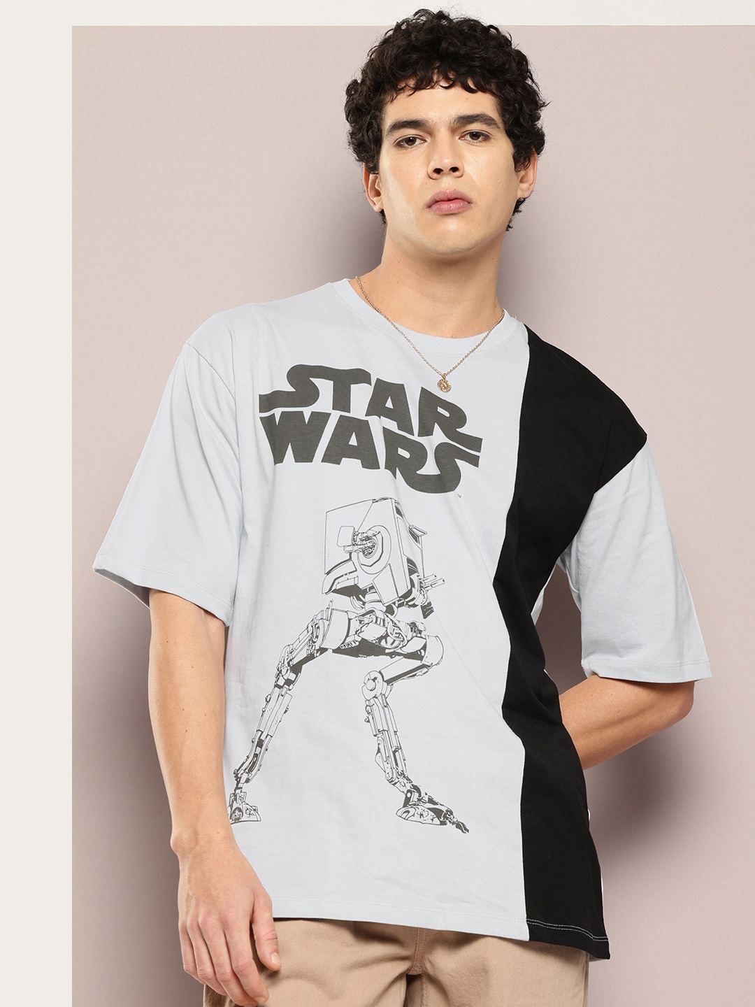 

Kook N Keech Star Wars Printed Oversized Pure Cotton T-shirt, Grey