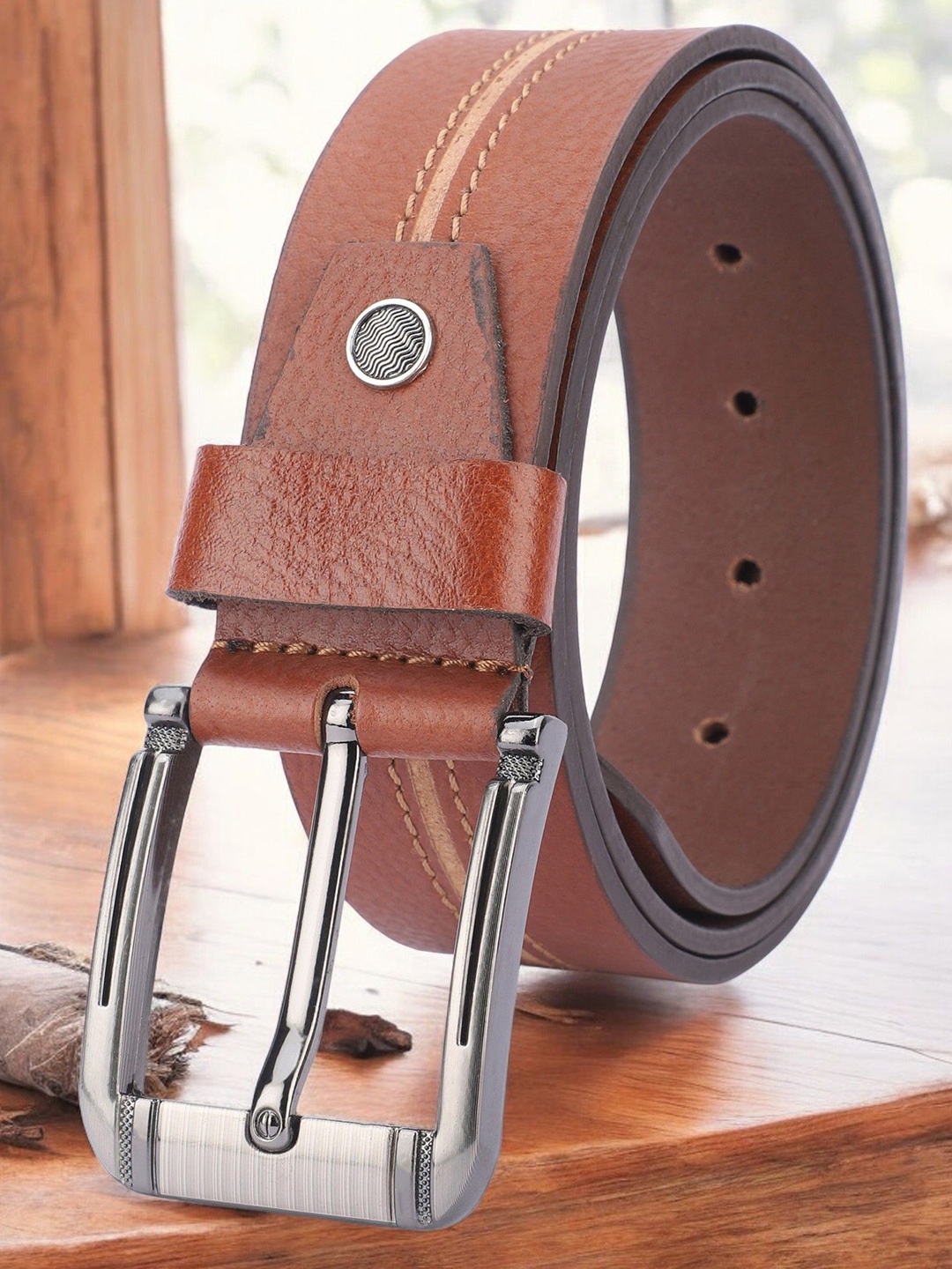 

The Roadster Lifestyle Co Genuine Leather Casual Belt, Tan