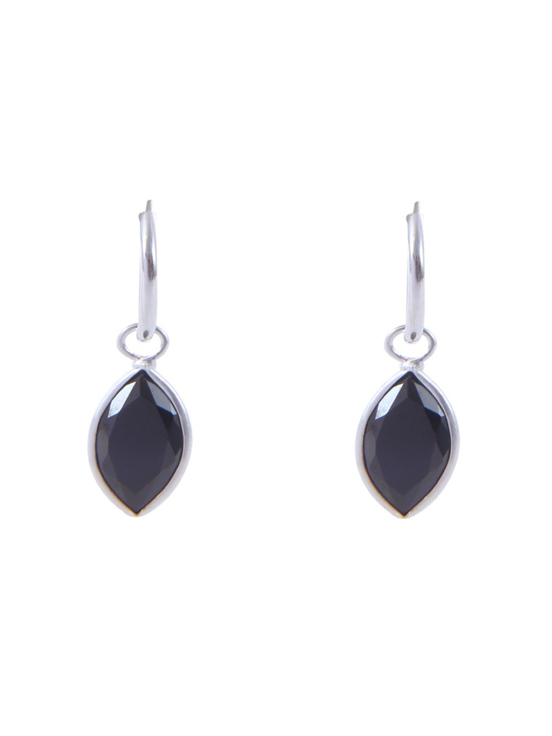 

Abhooshan 92.5 Sterling Silver Silver-Plated Cubic Zirconia Oval Shaped Drop Earrings, Black