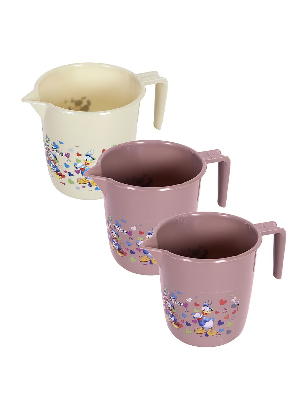 

Kuber Industries Beige & Pink 3 Pieces Floral Printed Bath Mugs 1L Each