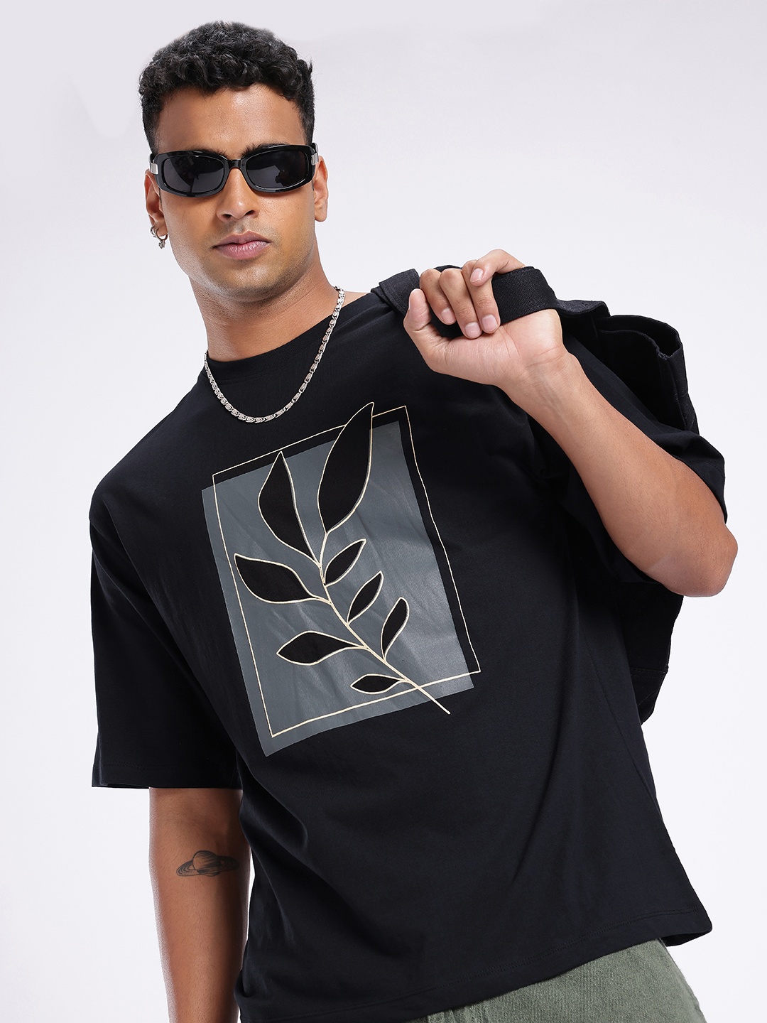 

glitchez City Vibes Printed Relaxed Fit T-shirt, Black