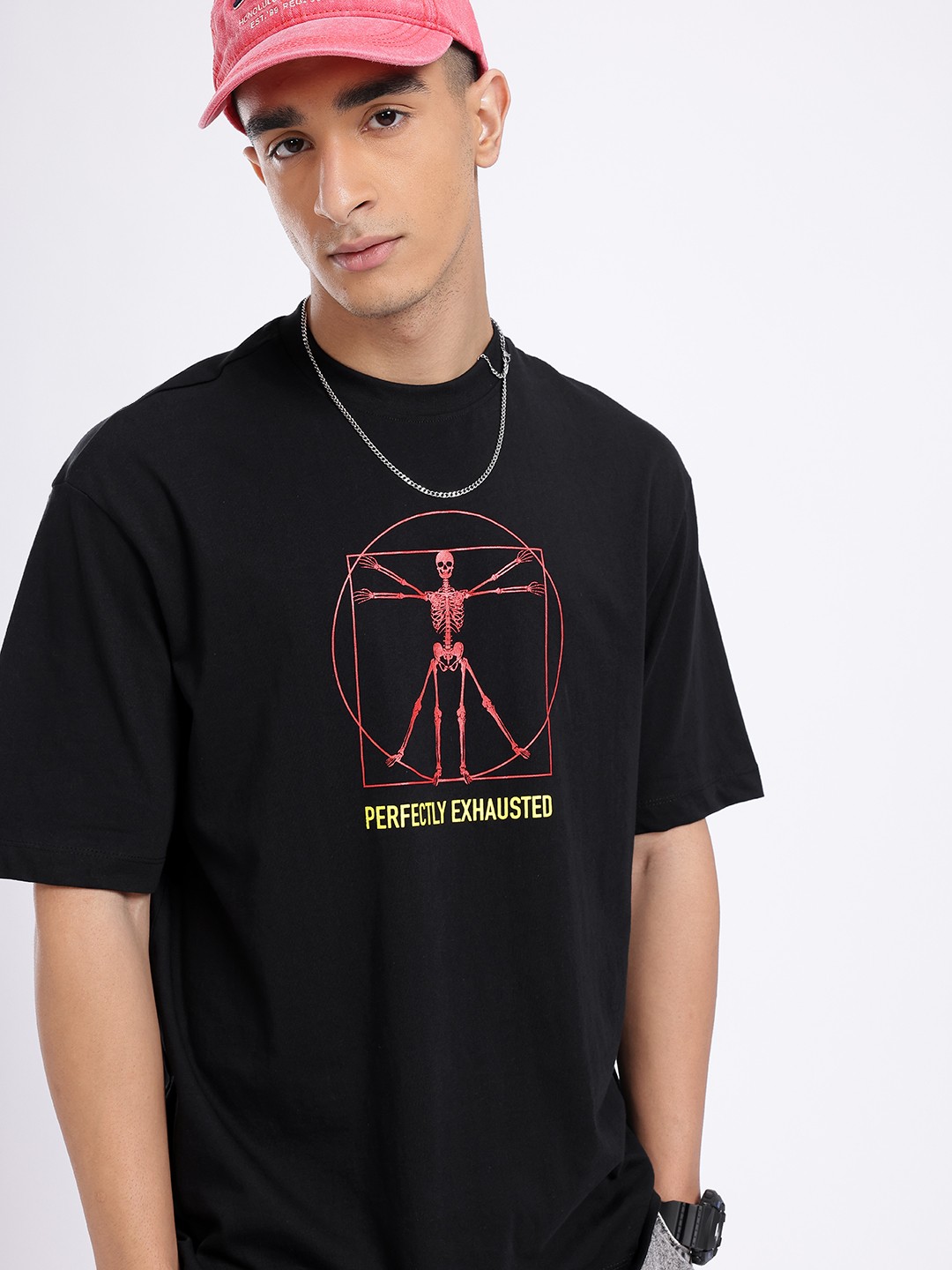 

glitchez Urban Street Graphic Printed Relaxed Fit T-shirt, Black