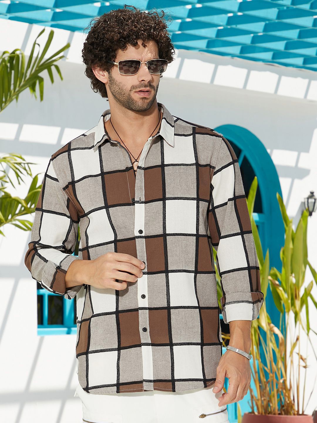 

Campus Sutra Men Comfort Opaque Checked Casual Shirt, Brown