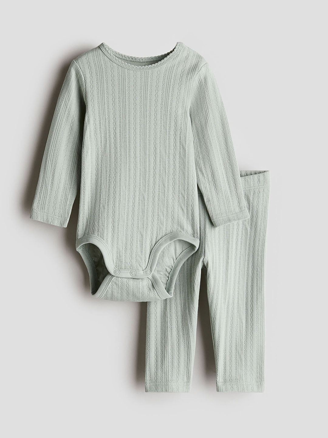 

H&M 2-Piece Pointelle Cotton Set, Green