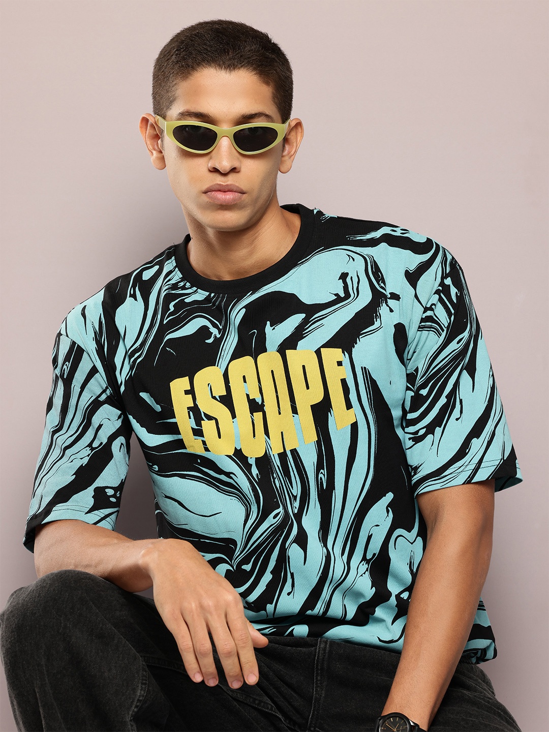 

Kook N Keech Printed Pure Cotton Oversized T-shirt, Blue