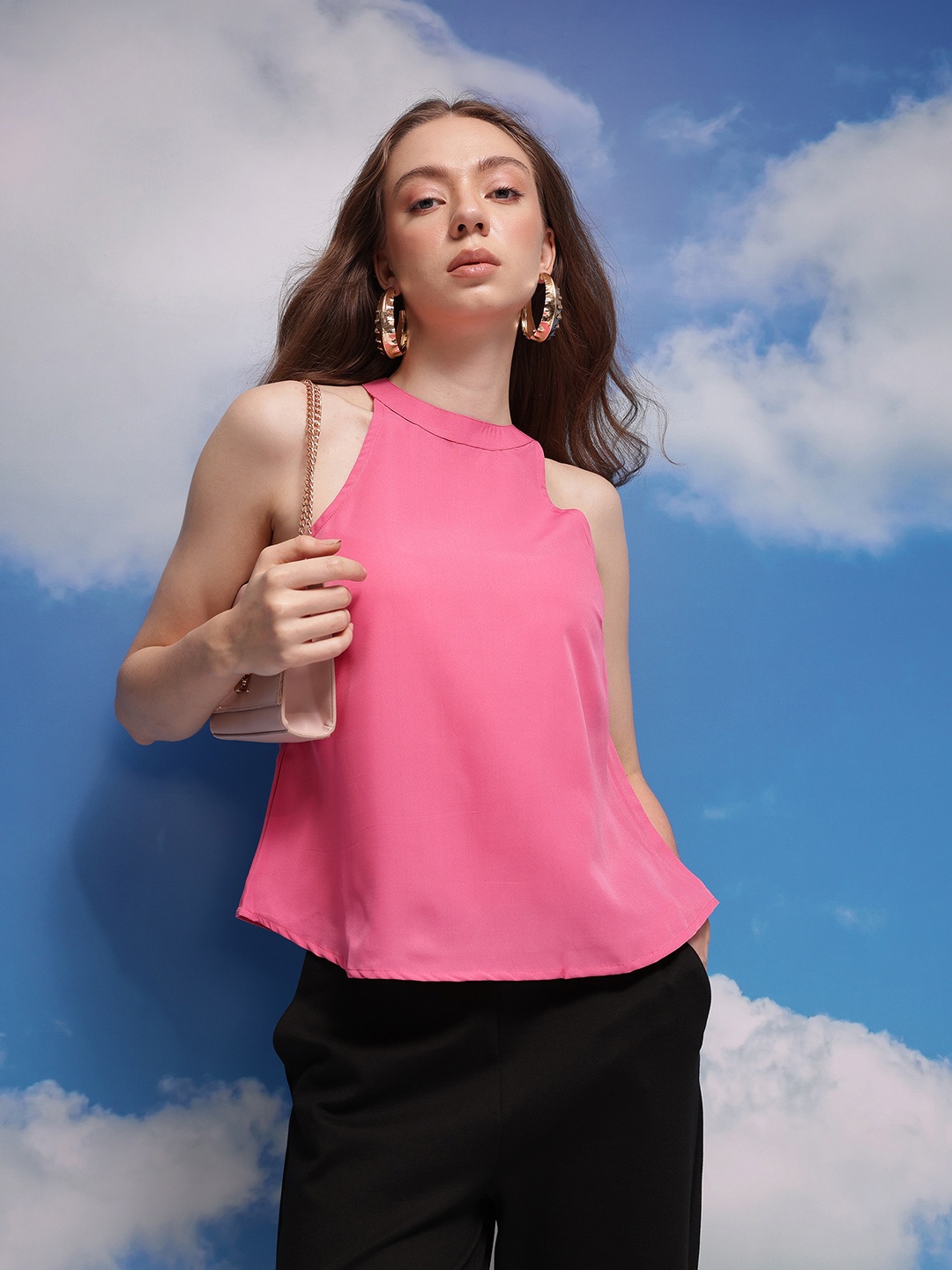 

CORSICA Sleeveless Halter Neck Top, Pink
