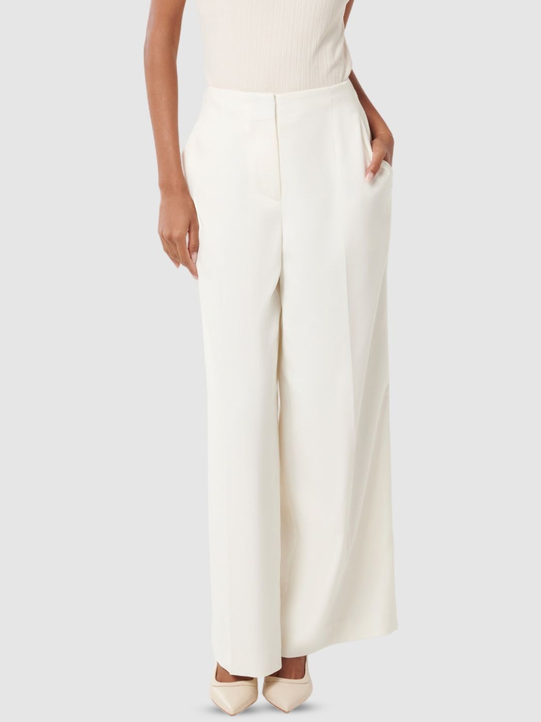 

Forever New Women Flared High-Rise Trousers, White