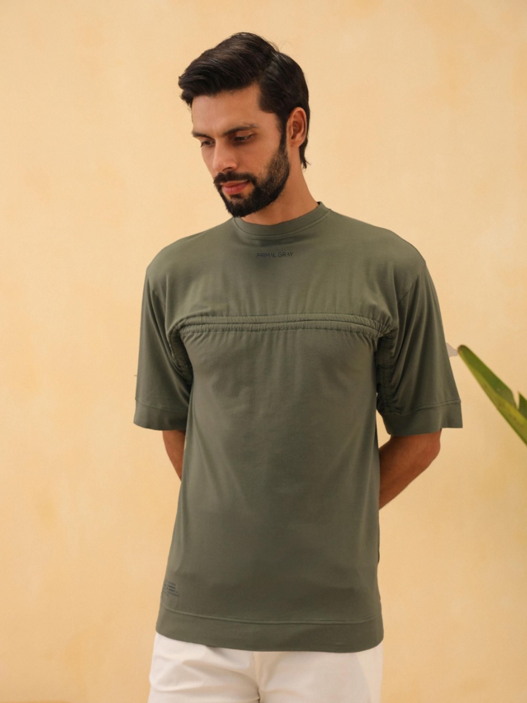 

PRIMAL GRAY Men Typography Pockets T-shirt, Green