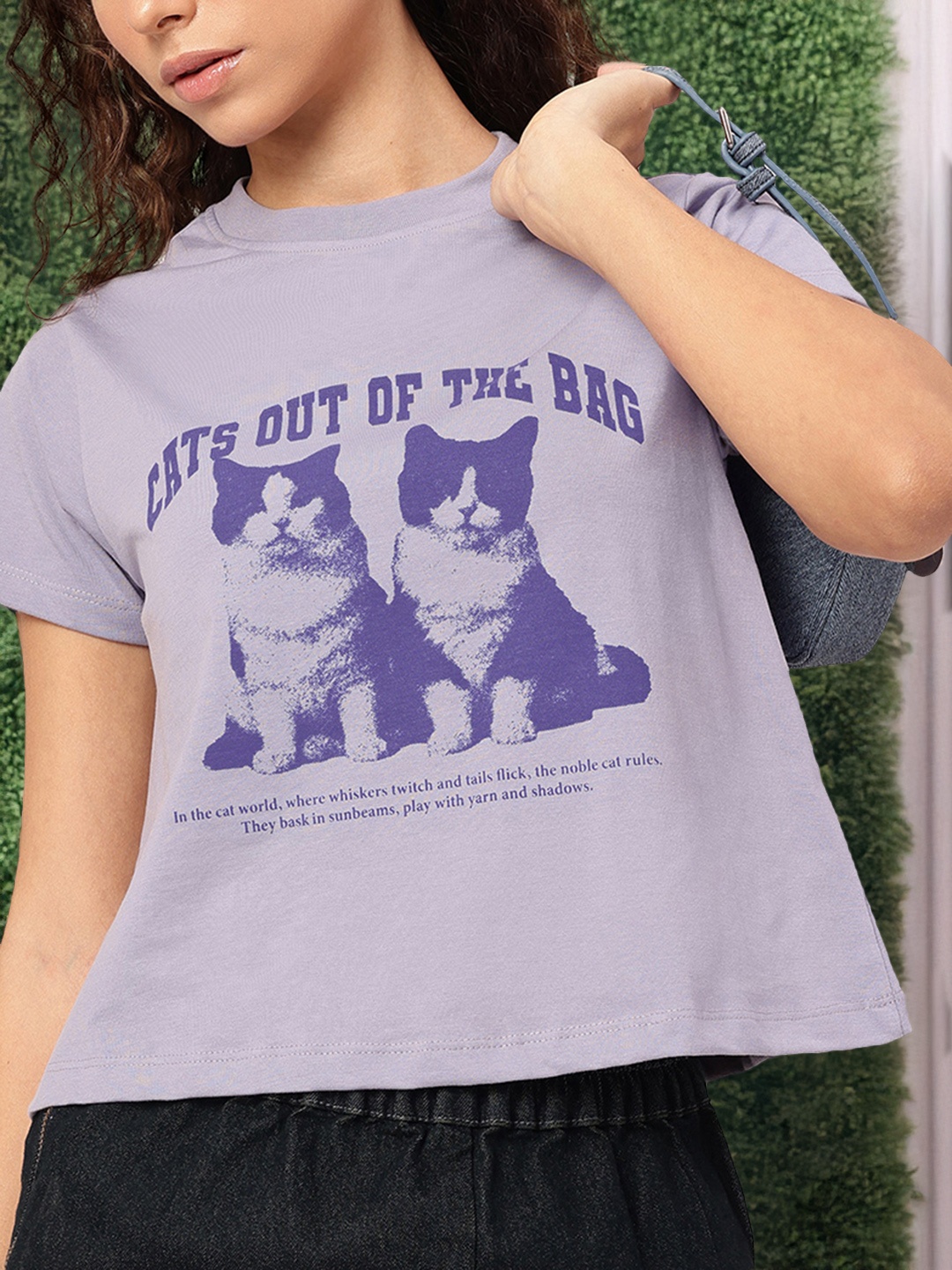 

DressBerry Cattitude Creations Breathable Boxy Tee, Lavender