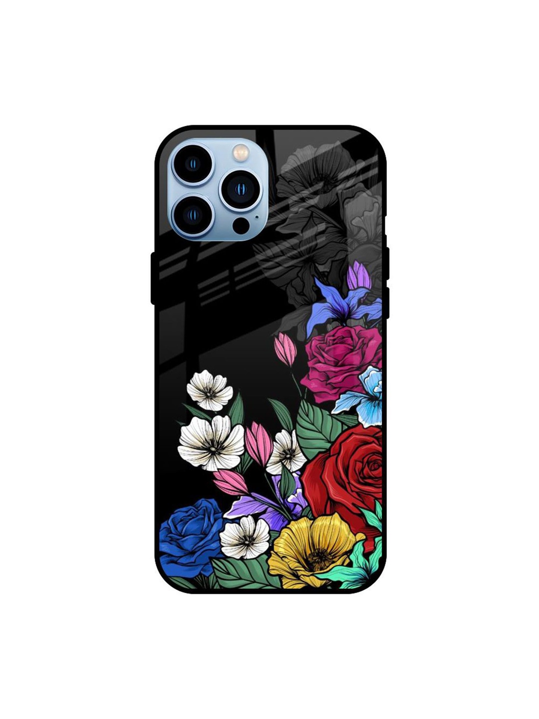 

QRIOH Floral Printed iPhone 13 Pro Max Back Case Mobile Accessories, Black