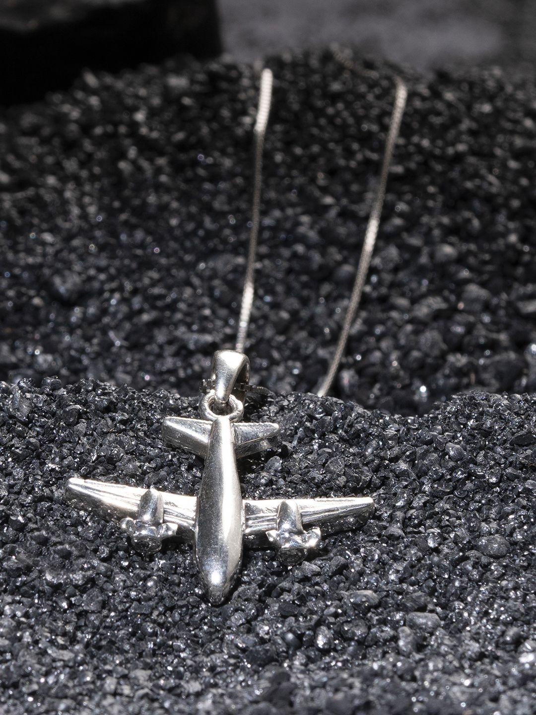 

TOUCH925 Men Sterling Silver Sky-bound Air Plane Shape Pendant