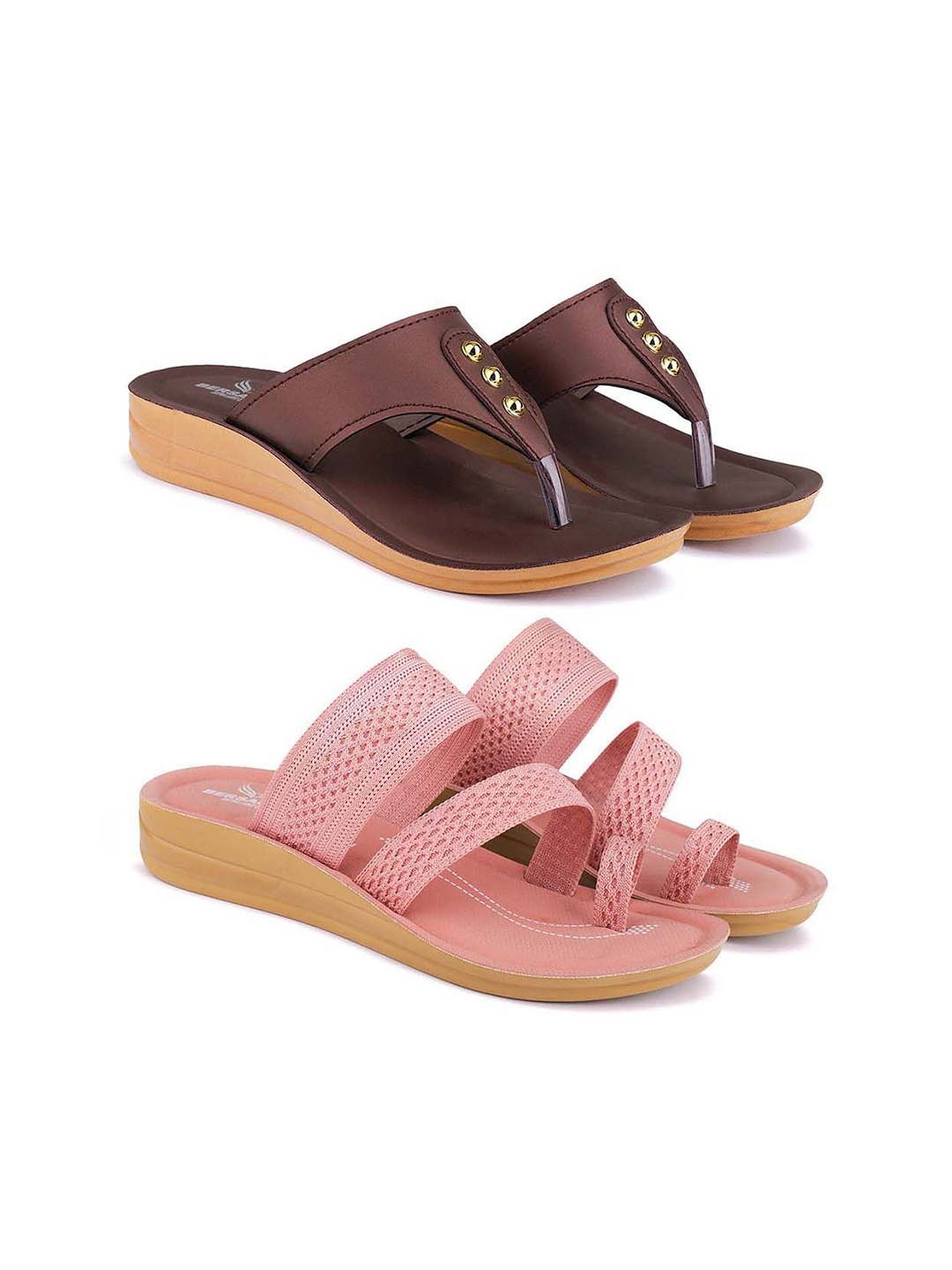 

BERSACHE Women Open Toe Flats, Brown