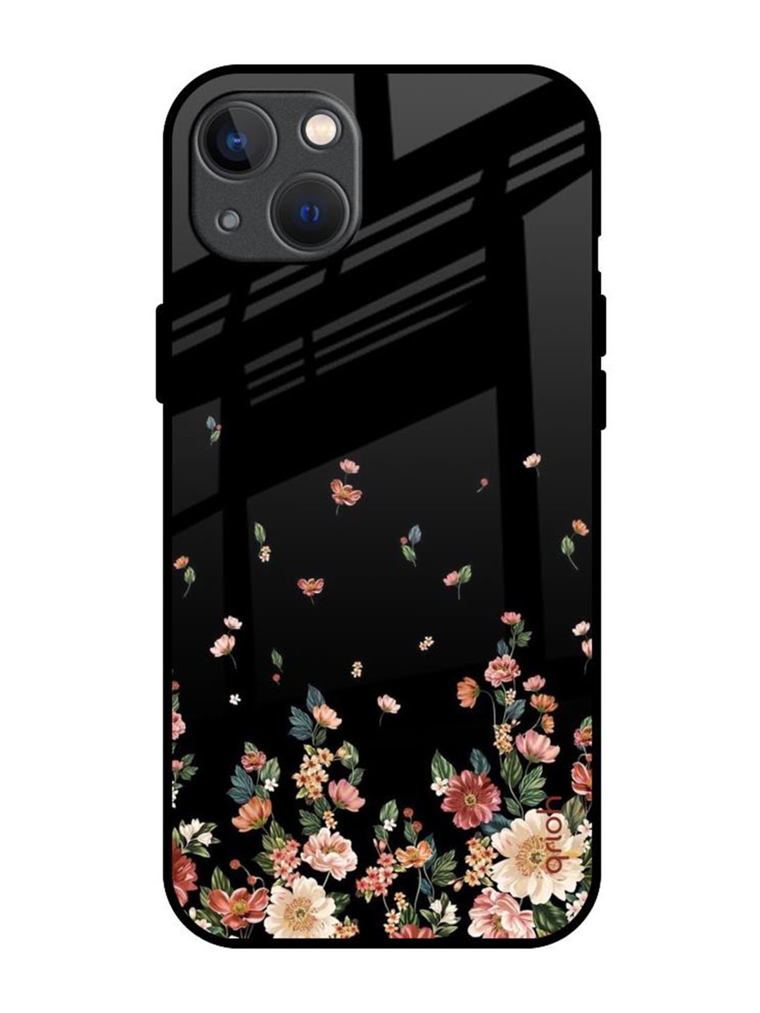 

QRIOH Floral Printed iPhone 13 Mini Back Case Mobile Accessories, Black