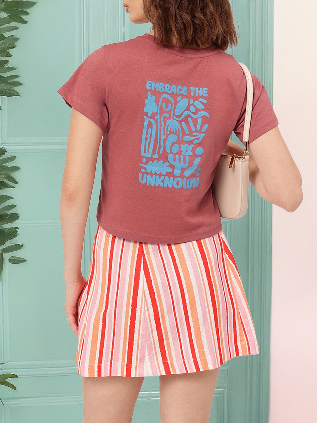 

DressBerry Joyful Journeys Printed T-shirt, Rust