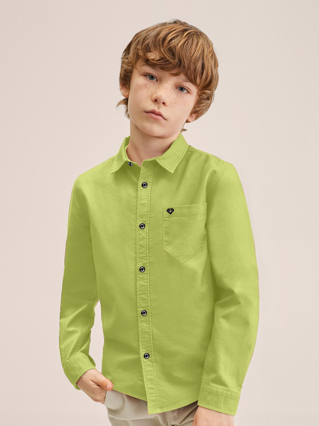 

SKY PEARL Boys Comfort Opaque Casual Shirt, Lime green