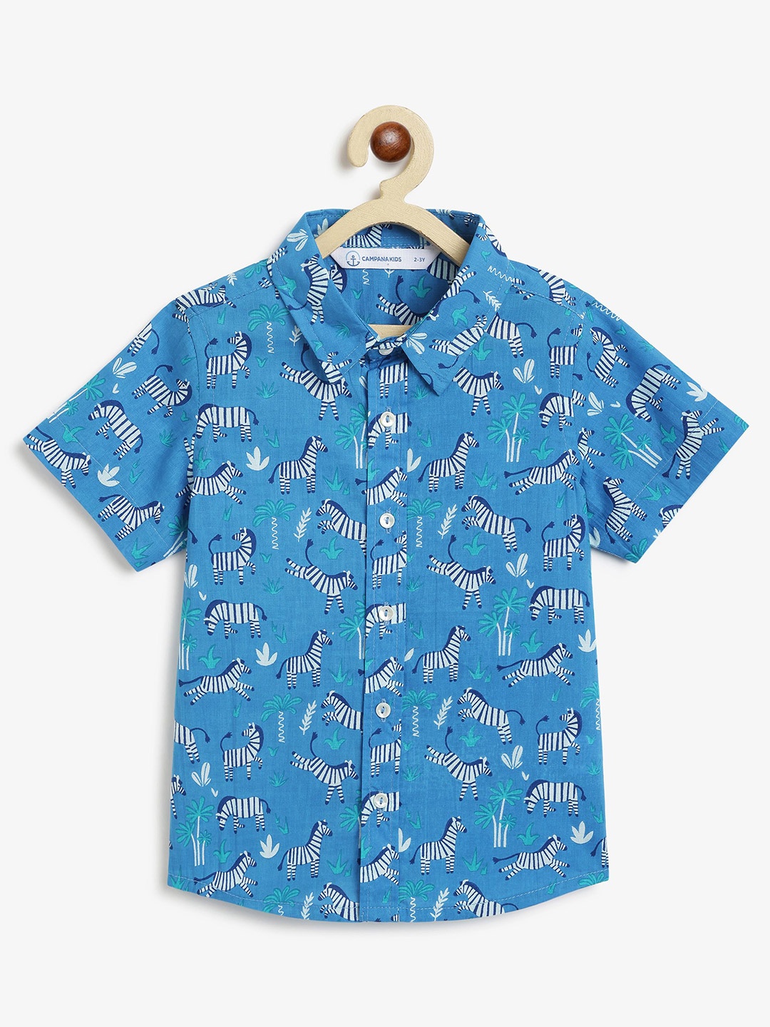 

Campana Boys Opaque Printed Casual Shirt, Blue