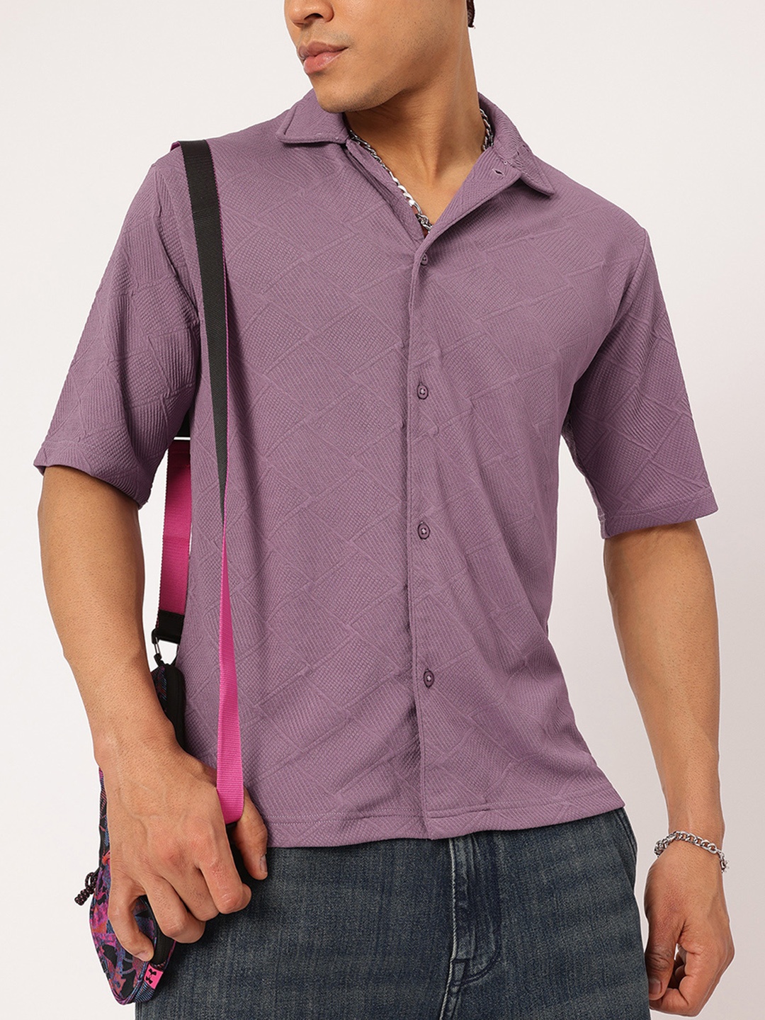 

Kook N Keech Knit Wit Textured Relaxed Shirt, Mauve