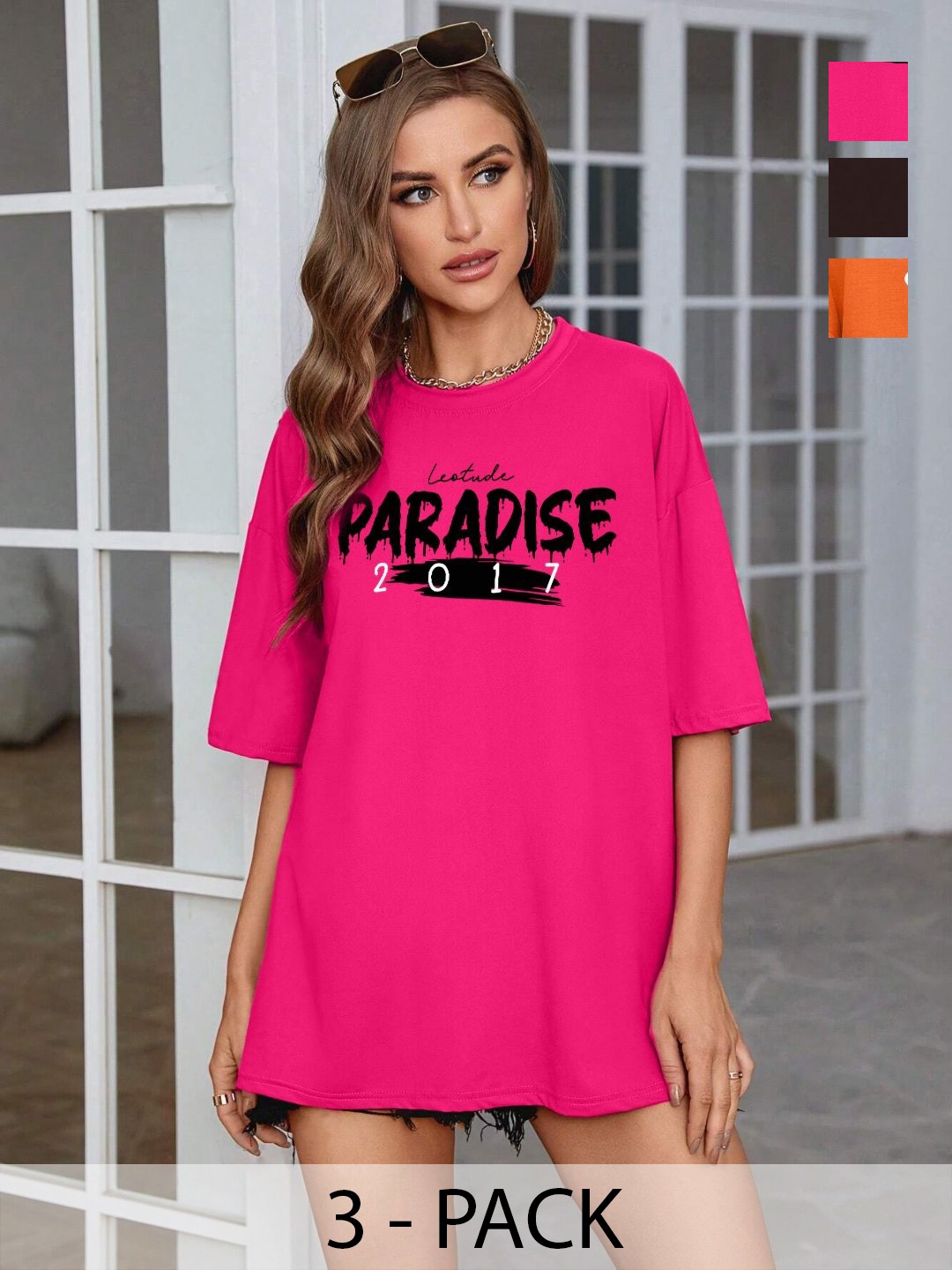 

Leotude Women 3 Printed T-shirt, Multi