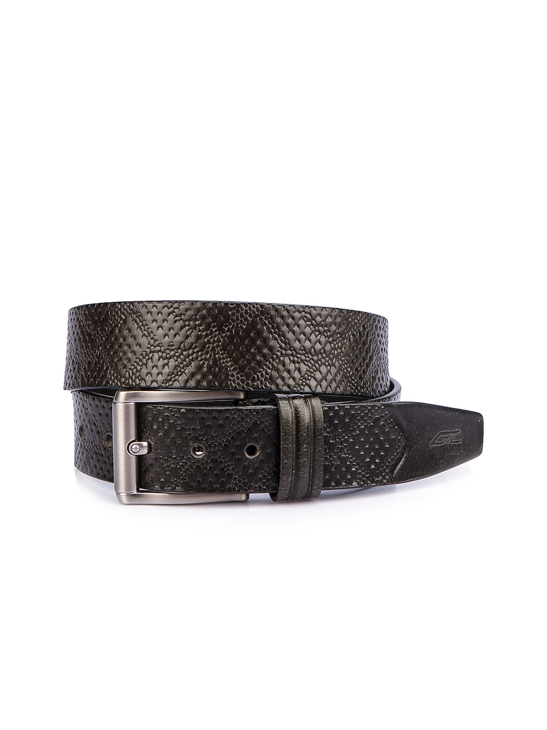 

GIL Men Textured Leather Formal Belt, Black