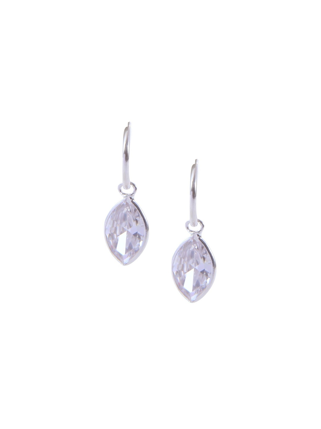 

Abhooshan 92.5 Sterling Silver Silver-Plated Cubic Zirconia-Studded Oval Hoop Earrings, White