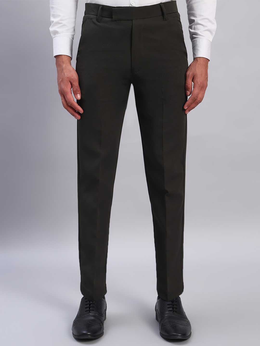 

AXNIS Men Ultra Slim Fit Trousers, Olive